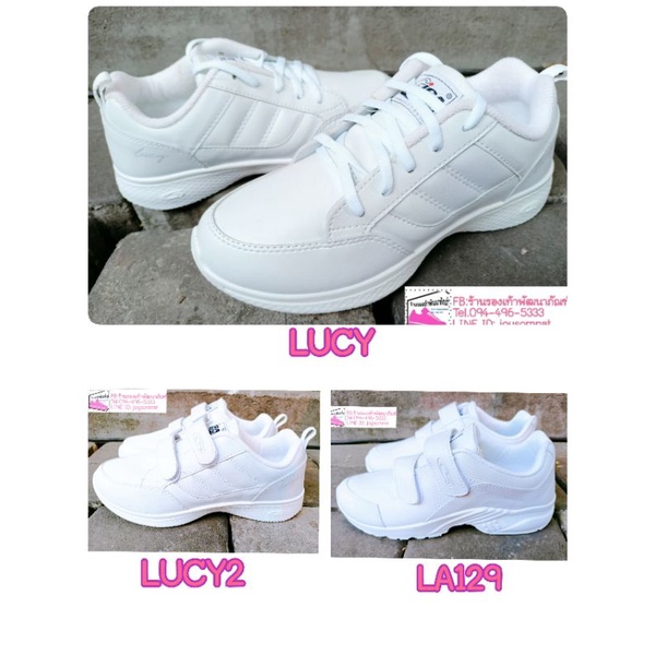 GIGA รองเท้าผ้าใบ หนัง ขาวล้วน ติดเทป ผูกเชือก สำหรับนักเรียน นักศึกษา แคดดี้ สนามกอล์ฟ