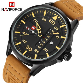 NAVIFORCE แบรนด์หรู กีฬานาฬิกาผู้ชายนาฬิกาควอตซ์ผู้ชายนาฬิกา Man Leather Army Wrist Watch