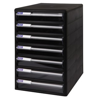 ตู้เอกสาร 7 ชั้น โครงสีดำ ลิ้นชักสีขาวใส ออร์ก้า TCB-7/7-tier file cabinet, black frame, clear white drawers, ORCA TCB-7