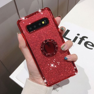 เคสโทรศัพท์ TPU แบบนิ่ม แต่งกลิตเตอร์ พร้อมแหวนติดโทรศัพท์ สําหรับ Samsung S10e S10 Plus S8 S9 Plus S7 Edge