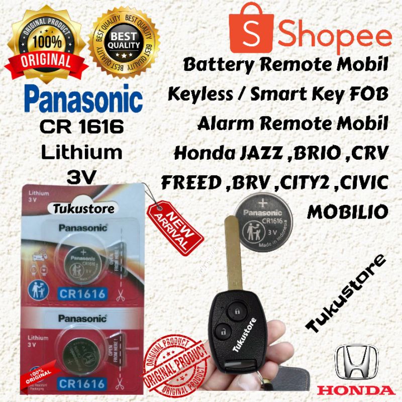แบตเตอรี่กุญแจรีโมทรถยนต์ Panasonic CR 1616 สําหรับ Honda BRIO, MIO, JAZZ, FREED, CRV, CITY 2