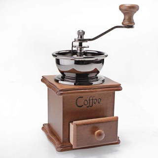 เครื่องบดเมล็ดกาแฟ เครื่องบดกาแฟ Coffee Grinder แบบมือหมุน สแตนเลส (กล่องไม้คลาสสิค) -Coffee