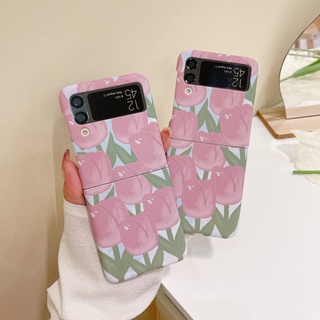 เคสแข็ง ลายดอกไม้ กันกระแทก สําหรับ Samsung Galaxy Z Flip 3 Flip3