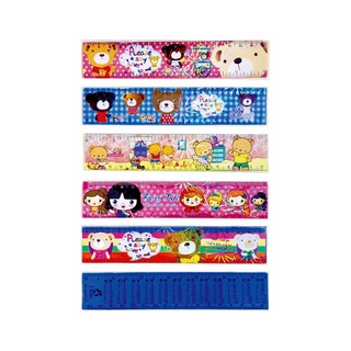 ไม้บรรทัดแบบแข็ง 15 ซม. แพ็ค 24 อัน คละลาย101360Plastic Fancy 15 cm Ruler 24 Pcs/Pack