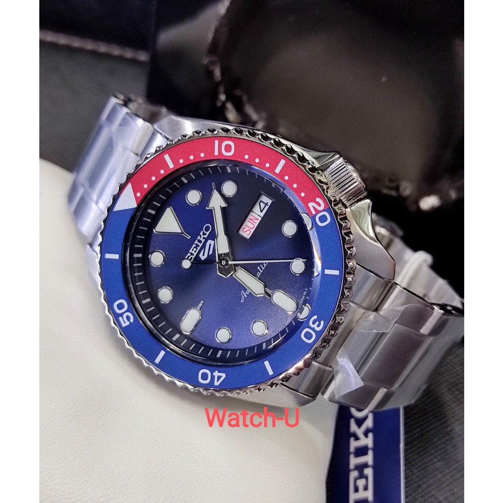นาฬิกาผู้ชาย SEIKO Automatic new logo รุ่น SRPD53K1 SRPD53K SRPD53 หน้าปัดสีน้ำเงิน ขอบเป๊ปซี่