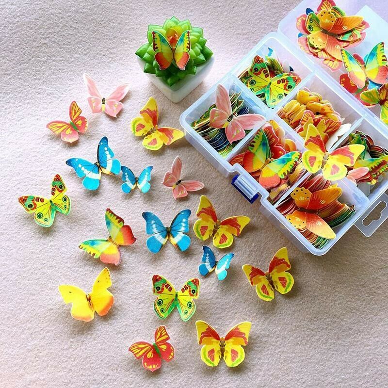 ท็อปเปอร์กระดาษ รูปผีเสื้อ กินได้ สําหรับตกแต่งคัพเค้ก ข้าวสาร 35 ชิ้น