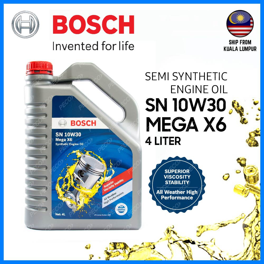 น้ํามันเครื่อง BOSCH รถ SN 10W30 MEGA X6 SEMI SYNTHETIC ENGINE OIL