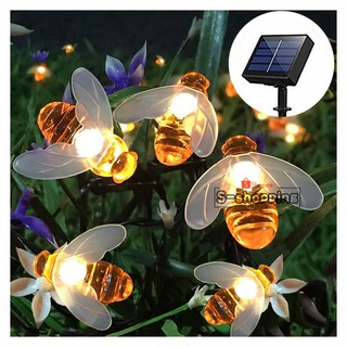 JX-BEE Warm white Solar light 30 LED 8 โหมด 6.5m โคมไฟพลังงานแสงอาทิตย์สำหรับตกแต่ง