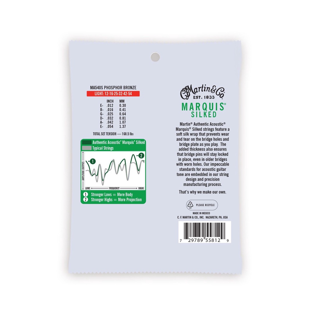 สายกีตาร์โปร่ง Martin Authentic Acoustic Marquis Silked Phosphor Bronze Strings