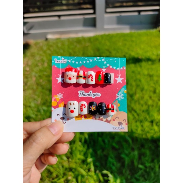 เล็บลายคริสมาสต์ สีเจลแท้