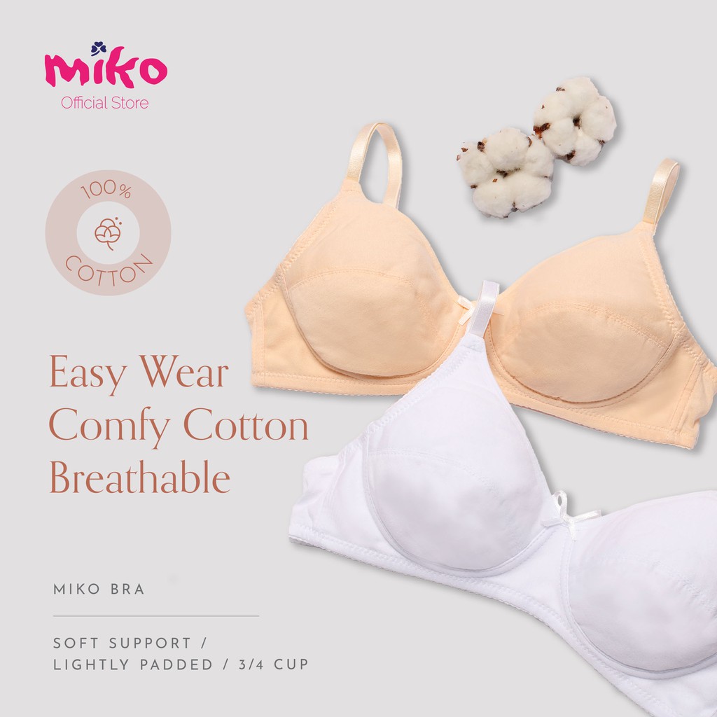 Miko Bra C55318 - ผ้าฝ้าย 85%5%EA 10%PES / รองรับแบบนุ่ม/ เบาะเบา/ 3/4 ถ้วย