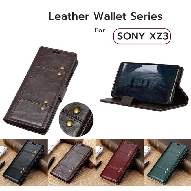 เคสหนัง Xperia XZ3 Crazy Horse Leather Wallet 360 Luxury Flip Case