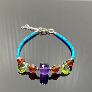 สร้อยข้อมือหินเจียรไนแท้ทั้งเส้น (Turquoise and mixed stone Bracelet)  #8