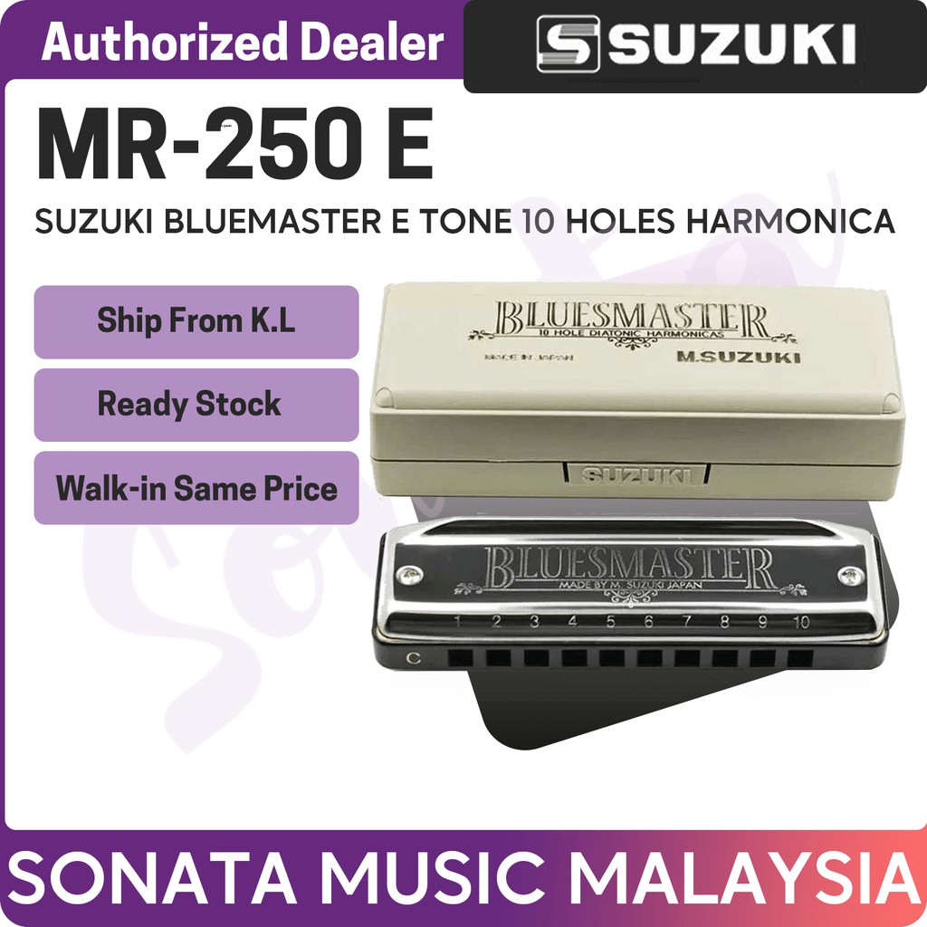 Suzuki MR250A Bluesmaster Harmonica diatonique en la 10 Trous Chrome 