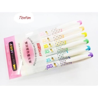 ปากกาไฮไลท์ Tenfon 2 in 1 ( set 6 สี)