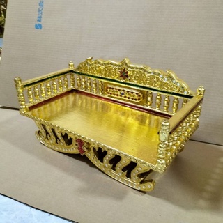 ฐานพระ แคร่ โต๊ะบูชา เล็ก แหย่งทอง 20x41x22cm ฐานวางพระขาสิงห์ โต๊ะพระ โต๊ะไม้ ฐานรองพระ วัตถุมงคล