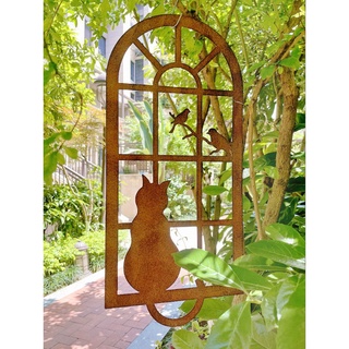 American retro wrought iron cat window garden balcony climbing frame wall hanging garden decoration or balcony window