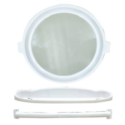 Vegarr VG333O-W กระจกรุ่นหนาพิเศษ  แบบทรงกลม 3 ชิ้น สีขาว