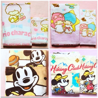 ผ้าเช็ดตัว ผ้าขนหนู เซ็ต2ผืน 💛❤️ มิกกี้เมาส์ ซานริโอ มินเนี่ยน สนูปปี้ snoopy Minion Mickey mouse Sanrio