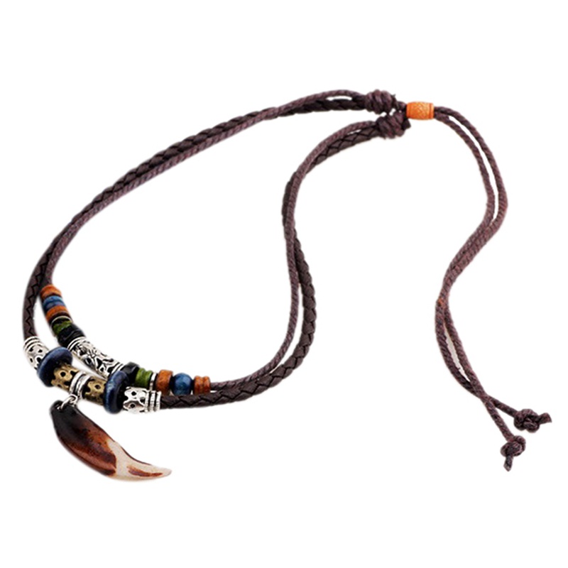 Leather Tribal Necklace for Women and Men Vintage Bohemian Style #1