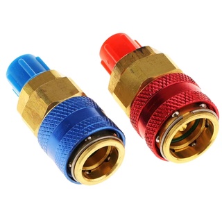 QC-12 คอปเปอร์ เติมน้ำยาแอร์ R134a แพคคู่ (สีน้ำเงิน+สีแดง) AC Coupler R-134a คอปเปอร์แอร์ หัวเติมน้ำยาแอร์134 QC-12