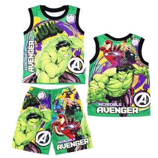 เสื้อผ้าเด็กลายการ์ตูนลิขสิทธิ์แท้เด็กผู้ชาย/ผู้หญิง HULK เสื้อเด็กผ้ามัน Avengers DMA243-10