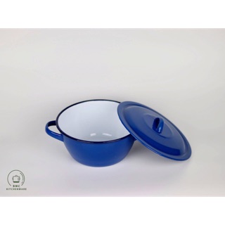 หม้อเคลือบ 2 หู อย่างหนา ตราเพนกวิน ขนาด 16/18/20 cm สีน้ำเง…