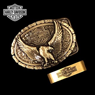 หัวเข็มขัดทองเหลืองแท้ ฮาร์เลย์ เดวิดสัน Harley Davidson Buckle แถมฟรีห่วงทองเหลือง