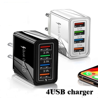 USB ปลั๊กอะแดปเตอร์ชาร์จเร็ว สําหรับ 4 Usb Ports All Adapters 3A Fast Charging Qc3 . 0