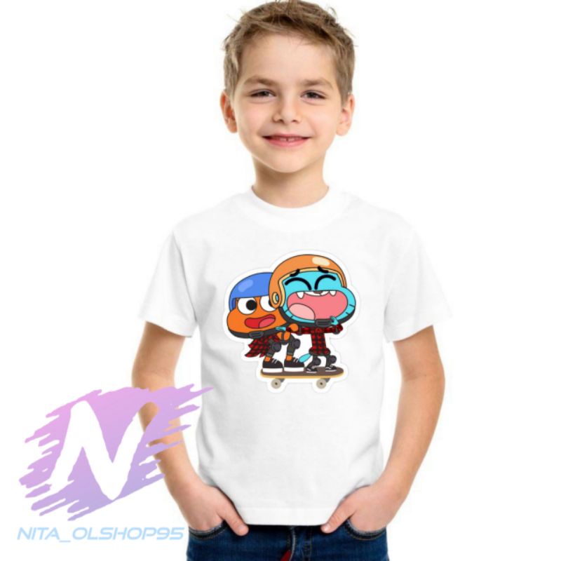 เสื้อยืดเด็กทีวีซีรีส์ Gumball และ Darwin