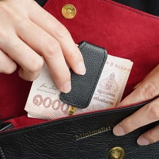 FOLIO รุ่น Money Clip - ที่หนีบธนบัตรหนังแท้ รุ่น Bliss หนังวัวแท้ แม่เหล็กแข็งแรง ปั้มชื่อฟรี-14006