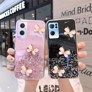 เคส Phone Casing for OPPO Reno7 Z / Reno 7 Pro 5G Fashion 3D Butterfly Transparent Soft Case Glitter Sequins Silicagel Cover เคสโทรศัพท์