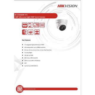 กล้องHIKVISION Starlight 2MP HVS-CE56D8T-IT3F