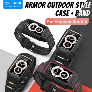 Sikai เคสซิกายพร้อมสายคล้องคอสําหรับ Huawei Band 6 Case + สายรัดข้อมือสําหรับ Honor Band 6