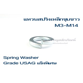 แหวนสปริง M3-M14 (แพ็คละ 5 ตัว) แหวนกันคลาย แหวนชุบ Spring Washer Grade USAG แข็งพิเศษ