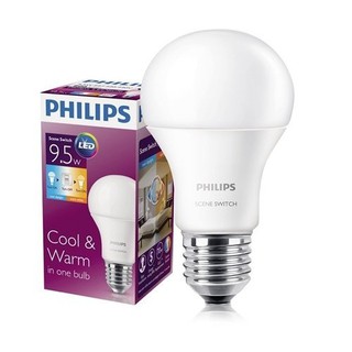 Philips หลอด LED Scene Switch 9.5 วัตต์ ขั้ว E27 แสงเดย์ไลท์ + วอร์มไวท์ 1 หลอด