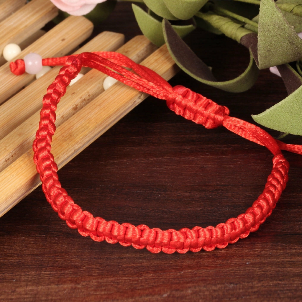 h & g 1 x สร้อยข้อมือเชือกถักสีแดงสําหรับผู้ชายและผู้หญิง