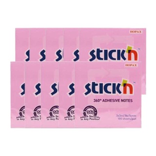 STICKN กระดาษโน้ต 3x3" 100 แผ่น x 10 แพ็ค101356StickN Adhesive Notes 100 pcs x 10 Packs STICKN Sticky Notes 3x3" 100