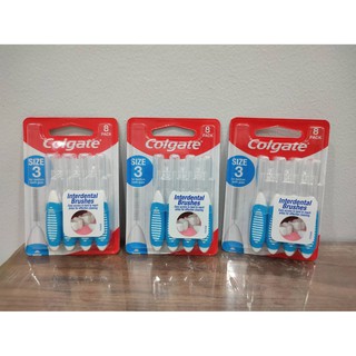 แปรงซอกฟันคอลเกต เบอร์0และเบอร์3 colgate interdental brush size no.0 no.3 กล่องละ 8 ชิ้น ของแท้จากบริษัท