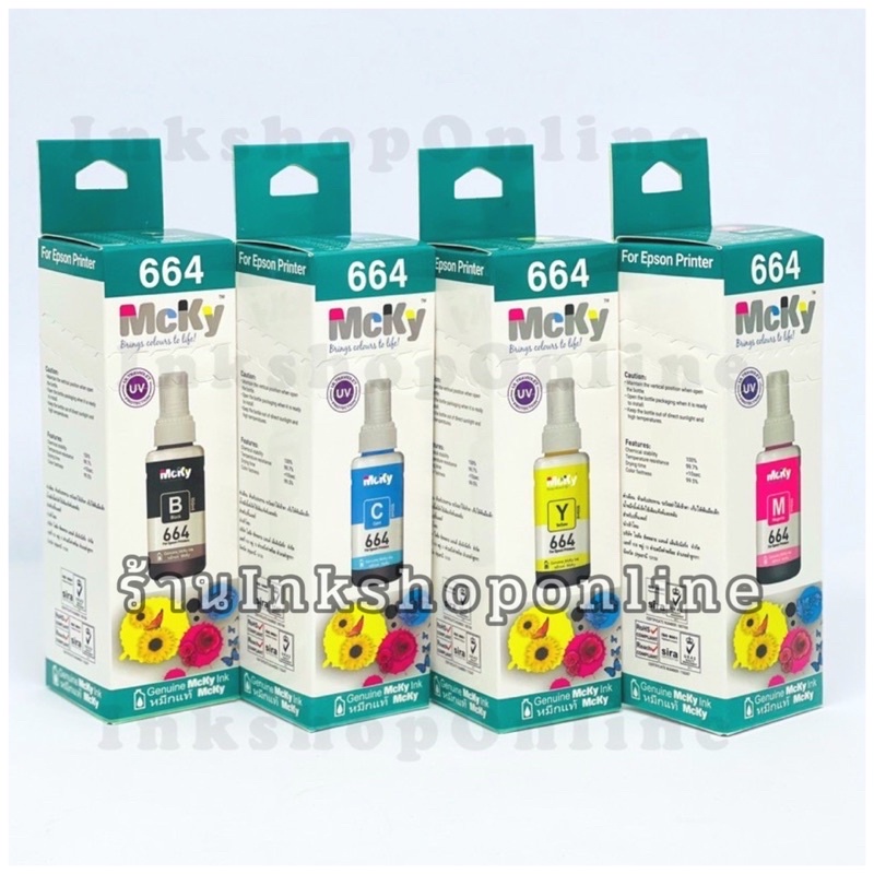 หมึกเติมเอปสัน Epson 664 ยี่ห้อ MCKY 100ml. ขวดรุ่นใหม่ หมึกกัน UV หมึกเติม เกรดPremium ยี่ห้อแม็คกี้  L210  L360 L1300