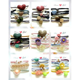 SET ยางรัดผมแฟชั่น 5 เส้น แถมฟรีถุงผ้าแก้ว!!