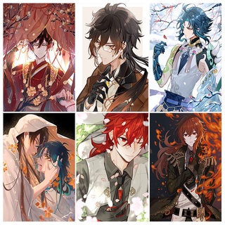 Genshin Impact Xiao ภาพวาดปักเพชร ลายเกมยอดนิยม 5D DIY สําหรับตกแต่งบ้าน