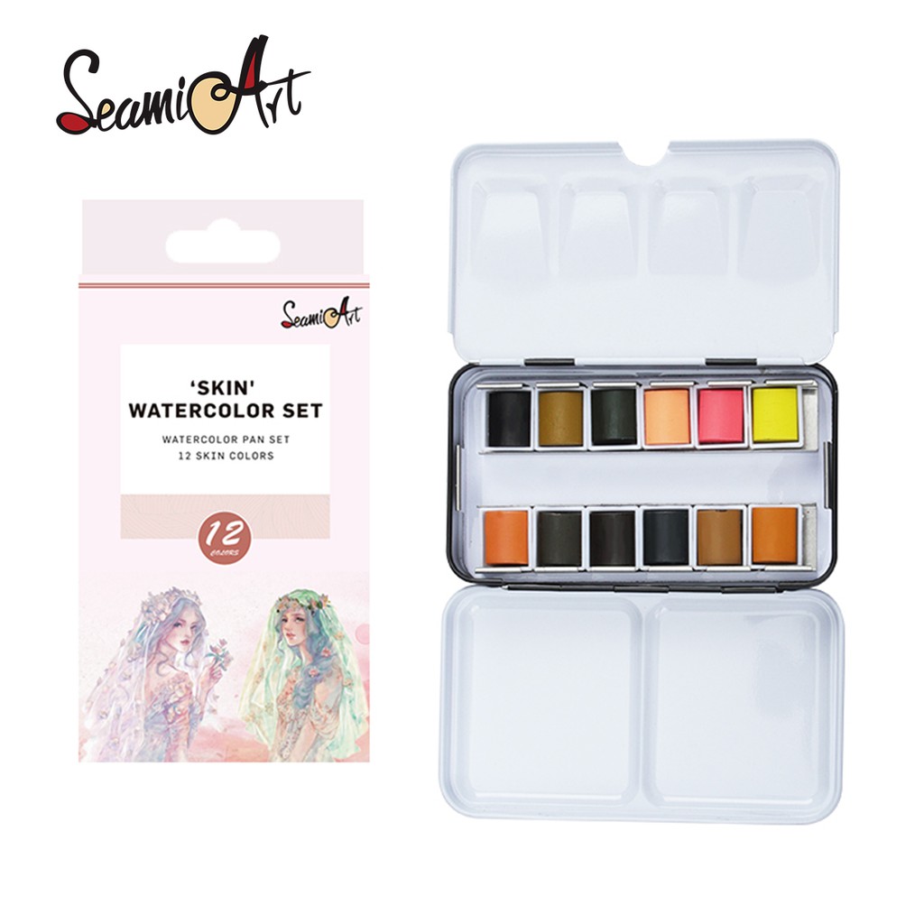 SeamiArt สีน้ำ สำหรับลงสีผิว 12 สี พร้อมกล่อง ขนาดพกพา 1 ชิ้น