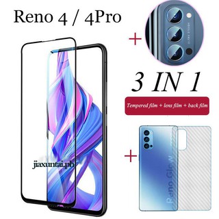 (3 in 1) For OPPO Reno 4(4G)/Reno 4(5G)/Reno 4Pro(4G)/Reno 4Pro(5G)/Reno 3(4G)/Reno 3(5G)/Reno 3Pro(4G)/Reno 3Pro(5G)/ ฟิล์มกระจกนิรภัย + ฟิล์มด้านหลังสำหรับ +ฟิล์มป้องกันเลนส์ สำหรับ