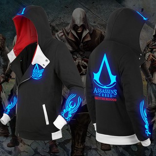 🤴เสื้อแจ็คเก็ตแบบมีฮู้ดซิปเฉียง ASSASSIN CREED BROTHERHOOD (เรืองแสง)⚔