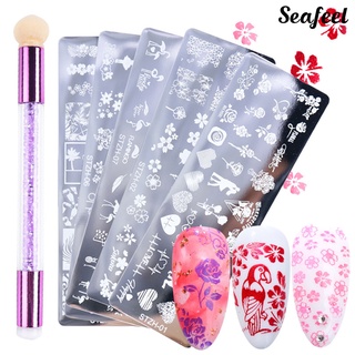 Seafeel ♥ 1Set Nail Stamping Plate Exquisite Pattern Shiny Effect DIY Nail Transfer Print Template for Makeup