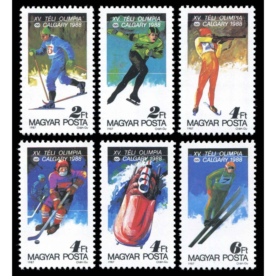 H043 แสตมป์ฮังการียังไม่ได้ใช้ ชุด Winter Olympic Games - Calgary กีฬา ปี 1987 ยังไม่ได้ใช้ สภาพดี จ