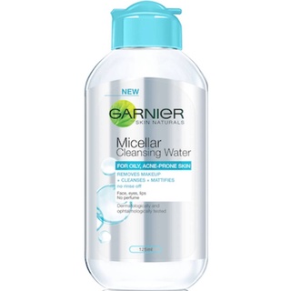 คลีนซิ่งการ์นิเย่ไมเซล่า 125 มล. สำหรับผิวมันและเป็นสิวอุดตันง่าย Garnier Micellar Cleansing Water