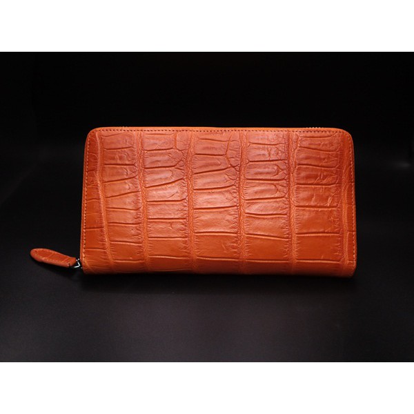 #กระเป๋าสตางค์ #หนังจรเข้แท้ #สำหรับผู้หญิง / ซิปเดี่ยว สีส้ม กระเป๋าหนังจระเข้แท้สำหรับผู้หญิง