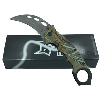 มีดพับ คารัมบิต Fox  สีลายเขียว มีดพก มีดเดินป่า karambit มีด OEM